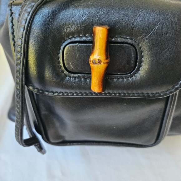 EUC Gucci Bamboo Backpack Leather Mini Black - Picture 6 of 13
